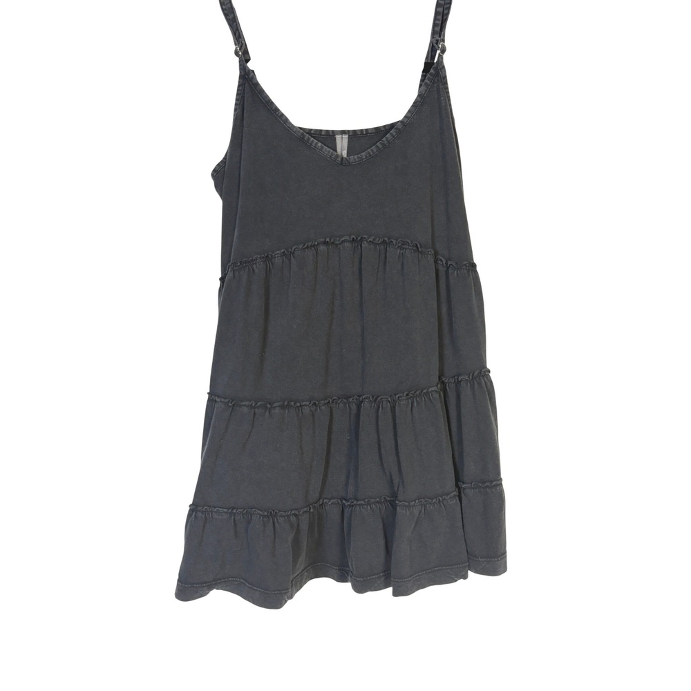 Anthropologie Washed Black Tiered Babydoll Cami Cotton V-Neck Small OB1170124